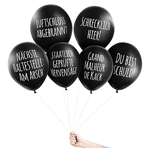 Pechkeks 4501011 Anti-Party-Ballons, schwarze Luftballons mit schrägen Sprüchen, Universal 1-Set, schwarz von Pechkeks
