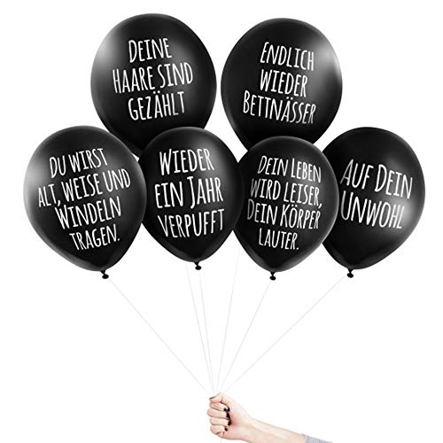 Pechkeks 4501006 Anti-Party-Ballons, schwarze Luftballons mit schrägen Sprüchen, Glückwünschchen-Set, schwarz, 18x11,50x1 von Pechkeks