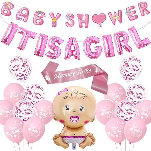Babyparty Luftballons Dekorationen Mädchen - Rosa Konfetti Ballon Banner Es ist ein Mädchen Luftballons Mama to Be Schärpe, Mädchen Baby in Bloom Geschlecht Enthüllung Party Dekoration Babyparty Luftballons Dekorationen Mädchen - Rosa Konfetti Ballon Banner Es ist ein Mädchen Luftballons Mama to Be Schärpe, Mädchen Baby in Bloom Geschlecht Enthüllung Party Dekoration von Pecration
