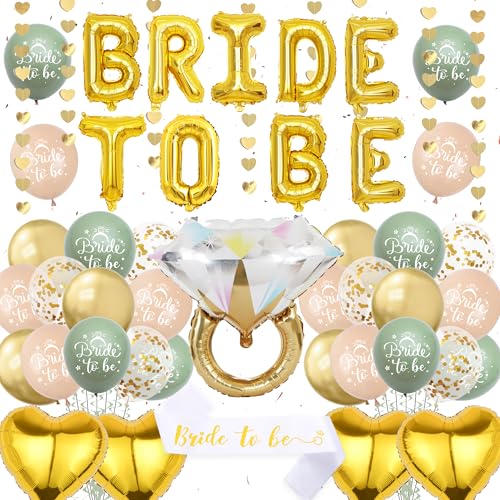 Bride To Be Party Dekoration - Gold Grün Hen Do Dekorationen Folienballon Set für Frauen, Braut Latex Ballons Banner Schärpe Herz Girlande für Bachelorette Duschen Party Supplies Bride To Be Party Dekoration - Gold Grün Hen Do Dekorationen Folienballon Set für Frauen, Braut Latex Ballons Banner Schärpe Herz Girlande für Bachelorette Duschen Party Supplies von Pecration