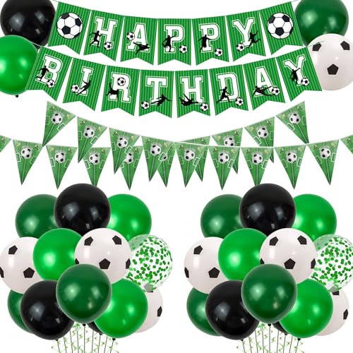 Fußball-Geburtstagsdekorationen, Party-Luftballons – Grünes Happy Birthday-Banner, Wimpelkette, Zubehör, Konfetti-Latex-Ballon für Jungen, Kinder, Sport, Fußball, Motto-Party-Zubehör Fußball-Geburtstagsdekorationen, Party-Luftballons – Grünes Happy Birthday-Banner, Wimpelkette, Zubehör, Konfetti-Latex-Ballon für Jungen, Kinder, Sport, Fußball, Motto-Party-Zubehör von Pecration