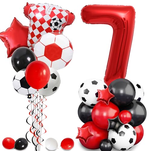 Fußball-Geburtstagsdekorationen 7. Luftballons – Fußball-Partyzubehör mit Fußballstern-Folie und Latexballon für Jungen, rote Sportthemen-Dekoration für 7-jährige Kinder und Fans Fußball-Geburtstagsdekorationen 7. Luftballons – Fußball-Partyzubehör mit Fußballstern-Folie und Latexballon für Jungen, rote Sportthemen-Dekoration für 7-jährige Kinder und Fans von Pecration
