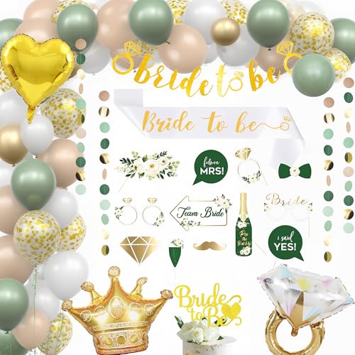Junggesellinnenabschied Zubehör Salbeigrün - Bride to Be Dekorationen Luftballons Banner Schärpe Kuchen Toppers Girlande, Konfetti Latex Ballon Foto Requisiten für Brautdusche Hochzeit Bachelorette Junggesellinnenabschied Zubehör Salbeigrün - Bride to Be Dekorationen Luftballons Banner Schärpe Kuchen Toppers Girlande, Konfetti Latex Ballon Foto Requisiten für Brautdusche Hochzeit Bachelorette von Pecration