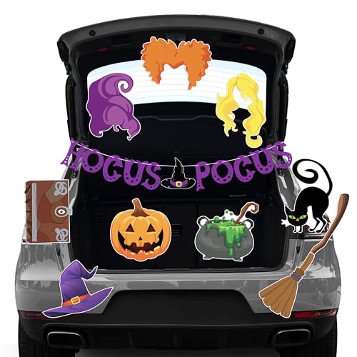 Halloween Hocus Pocus Trunk or Treat Auto Dekorationen Kit für SUV Banner, Hocus Pocus Dekoration Banner für Halloween Kofferraum oder Treat Party Supplies von Pedel