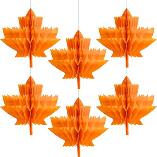 Herbst-Papier, Ahornblätter, Waben, 30,5 cm, 6 Stück, herbstliches Seidenpapier, Waben-Mittelstück für Thanksgiving, Herbsternte, Zuhause, Partyzubehör Herbst-Papier, Ahornblätter, Waben, 30,5 cm, 6 Stück, herbstliches Seidenpapier, Waben-Mittelstück für Thanksgiving, Herbsternte, Zuhause, Partyzubehör von Pedel