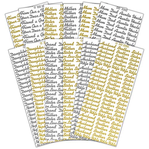 Peel Off Stickers 12 hochwertigen Blättern von CPD 1034 Family Words Aufklebern, mehrfarbig, Einheitsgröße, stück von SAKAFU