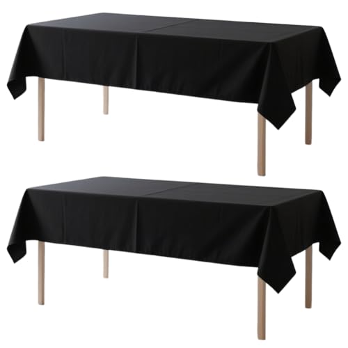 2 Stück Biertisch Tischdecke, Tischdecke Outdoor Abwaschbar, 100X250cm Tischtuch aus Polyester, Fleckschutz Tischwäsche, Biertische Hussen, Rechteckige Tischdecken, für Wohnzimmer Garten (Schwarz) von Peelanmall