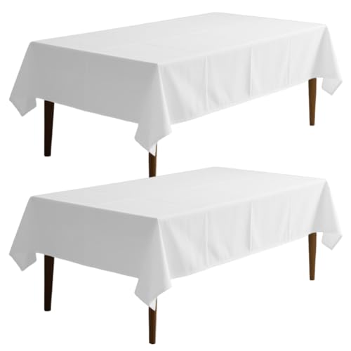 2 Stück Biertisch Tischdecke, Tischdecke Outdoor Abwaschbar, 100X250cm Tischtuch aus Polyester, Fleckschutz Tischwäsche, Biertische Hussen, Rechteckige Tischdecken, für Wohnzimmer Garten (Weiß) von Peelanmall