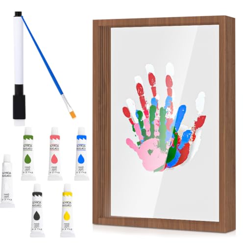 Handabdruck Set Familie, Baby Handabdruck & Fußabdruck Set mit Platz für 4 Personen, Geschenk Vatertag personalisiert, Fingerfarben ungiftig, DIY Vatertagsgeschenk basteln, Holzrahmen Deko Babyzimmer Handabdruck Set Familie, Baby Handabdruck & Fußabdruck Set mit Platz für 4 Personen, Geschenk Vatertag personalisiert, Fingerfarben ungiftig, DIY Vatertagsgeschenk basteln, Holzrahmen Deko Babyzimmer von Peelanmall