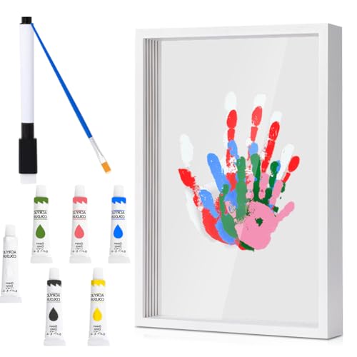 Handabdruck Set Familie, Baby Handabdruck & Fußabdruck Set mit Platz für 4 Personen, Geschenk Vatertag personalisiert, Fingerfarben ungiftig, DIY Vatertagsgeschenk basteln, Holzrahmen Deko Babyzimmer Handabdruck Set Familie, Baby Handabdruck & Fußabdruck Set mit Platz für 4 Personen, Geschenk Vatertag personalisiert, Fingerfarben ungiftig, DIY Vatertagsgeschenk basteln, Holzrahmen Deko Babyzimmer von Peelanmall