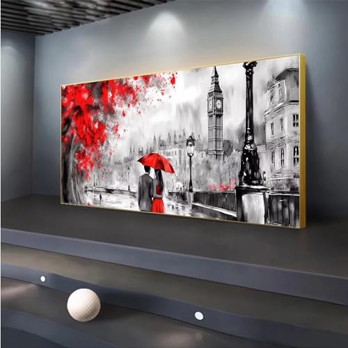 5D DIY Diamond Painting, London Diamond Painting XXL Erwachsene Groß 90x180cm, Diamond Art Roter Regenschirm Diamant Painting Bilder Kinder Anfänger, Dimondpaintin Geschenke für Frauen, Wand Deko von Peepezo