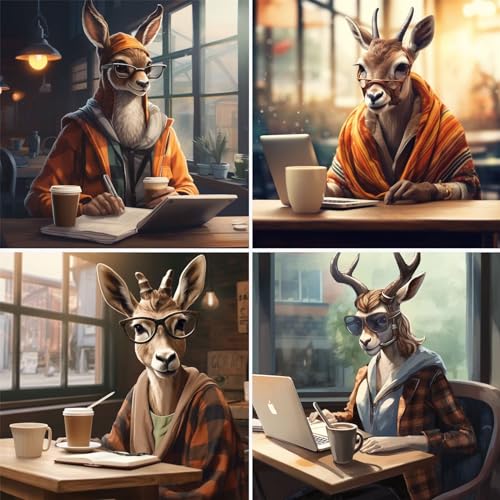 5D Diamond Painting Koffeinhaltige Antilope DIY Diamant Malerei Kit Abgerundet Diamond Art Kreativ Set für Erwachsene Strass Stickerei Kreuzstich Wanddekoration Weihnachtsbasteln Kinde 20x20cm von Peepezo