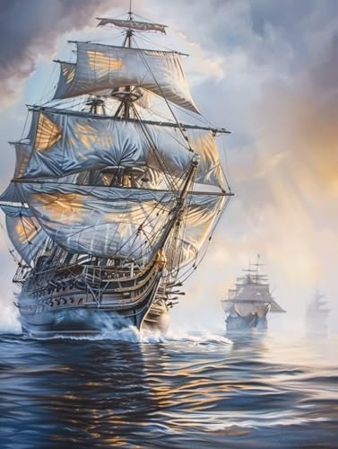 DIY 5D Diamond Painting Schiff Diamant Painting Bilder Erwachsene Meer Diamond Painting Groß XXL 60x80cm Diamond Painting Set, 5D Diamond Art Stickerei Kreuzstich Basteln Painting, Home Wand Décor Q-8 von Peepezo