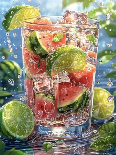 DIY Diamond Painting Obst Diamant Painting Bilder Erwachsene Wassermelone Diamond Painting Klein 30x40cm Diamond Painting Set, 5D Diamond Art Stickerei Kreuzstich Basteln Painting, Home Wand Décor 3-8 von Peepezo