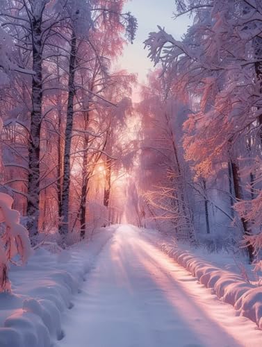 DIY Diamond Painting Schnee Diamant Painting Bilder Erwachsene Winter Diamond Painting klein 40x50cm Diamond Painting Set, 5D Diamond Art Stickerei Kreuzstich Basteln Painting für Home Wand Décor W-x von Peepezo