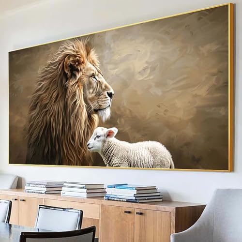 Diamond Painting LöWe Diamond Painting Erwachsene Groß XXL 100x200cm Diamant Painting Bilder Set, 5D Diamond Painting Lamm, DIY Cross Stickerei Diamond-Painting Basteln, Wandzimmer Deko Geschenk C-J von Peepezo