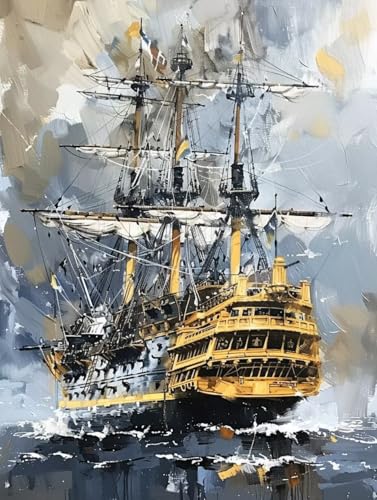 Diamond Painting Schiff Diamond Painting Erwachsene Groß XXL 60x80cm Diamant Painting Bilder Set, 5D Diamond Painting Segelboot, DIY Cross Stickerei Diamond-Painting Basteln für Wandzimmer Deko U-b von Peepezo