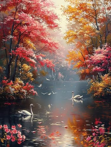 Fluss Diamond Painting Baum Diamond Painting Erwachsene Klein 50x70cm Vollbohrer Diamanten Malerei Bilder Stickerei Bastelset Erwachsene Kinder Anfänger Home Wand Deko Geschenk für Frauen -28gCr von Peepezo