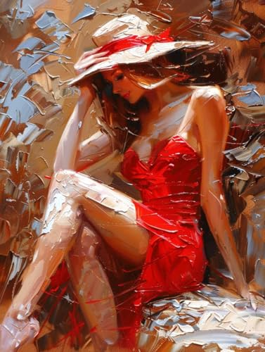 Frauen Diamond Painting Rotes Kleid Diamond Painting Erwachsene Klein 30x40cm Vollbohrer Diamanten Malerei Bilder Stickerei Bastelset Erwachsene Anfänger Home Wand Deko Geschenk für Frauen -61s5c von Peepezo