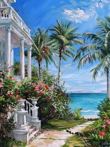 Kokosnussbaum Diamond Painting Meer Diamond Painting Erwachsene Klein 30x40cm Vollbohrer Diamanten Malerei Bilder Stickerei Bastelset Erwachsene Anfänger Home Wand Deko Geschenk für Frauen -2gGc von Peepezo