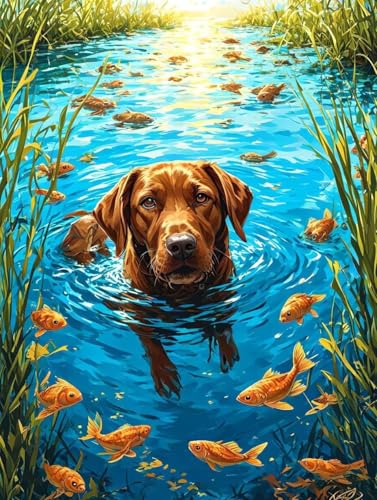 Malen Nach Zahlen Erwachsene Tier Malen Nach Zahlen Hund Paint by Numbers Kinder ab 7 8 9 10 Jahre Mädchen Kreativ Set mit Pinseln und Acrylfarben, Geschenk für Frauen 40x50cm (ohne Rahmen) -h263 von Peepezo