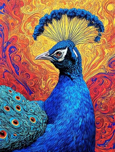 Malen Nach Zahlen Erwachsene Tier Malen Nach Zahlen Pfau Paint by Numbers Kinder ab 7 8 9 10 Jahre Mädchen Kreativ Set mit Pinseln und Acrylfarben, Geschenk für Frauen 100x135cm (mit Rahmen) -w646 von Peepezo