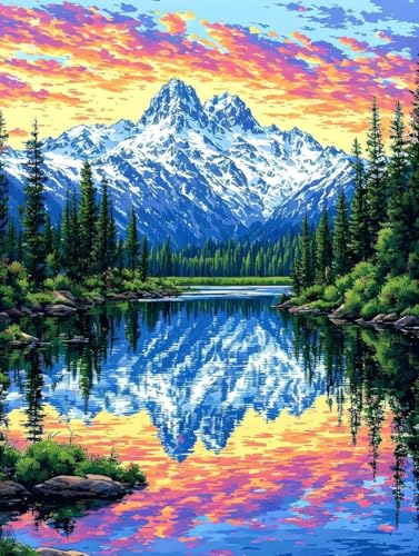 Malen Nach Zahlen Frühling Malen Nach Zahlen Erwachsene ohne Rahmen Landschaft Paint by Numbers Mit 3 - Pinseln und Acrylfarbe Knitterfreie Leinwand Kreativ Set, Home Haus Deko Geschenke 40x50cm -i198 von Peepezo