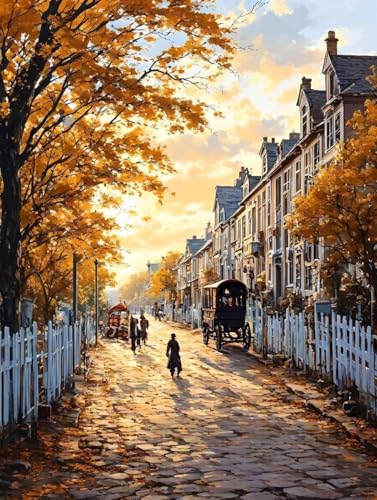 Malen Nach Zahlen Herbst Malen Nach Zahlen Erwachsene ohne Rahmen Stadt Paint by Numbers Mit 3 - Pinseln und Acrylfarbe Kreativ Set für Erwachsene Anfänger, Home Haus Deko Geschenke 100x135cm -a645 von Peepezo
