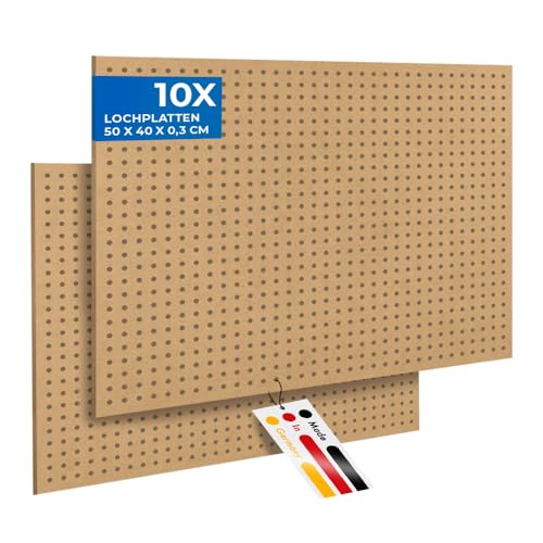 Peggy´s PEGBOARD Mini Lochwand aus Holz (MDF) 50 x 40 x 0,3 cm - Lochung Ø5 mm Abstand 15 mm - roh, unbehandelt - Made in Germany (10) von Pegboard