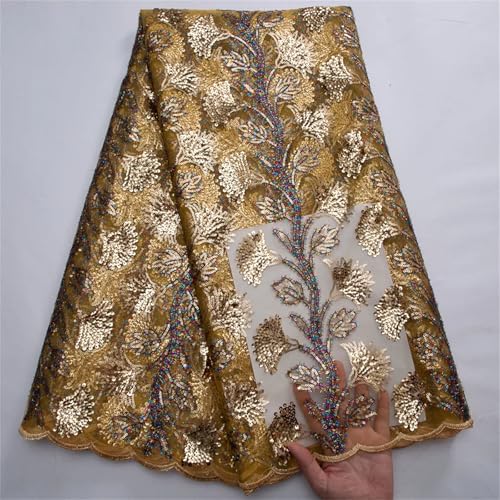 Afrikanische Netzspitze mit Pailletten, französische Netz-Spitzenstoffe, Nähen, bestickter Tüll, nigerianische Frauen, Hochzeitskleid von Pegsmio