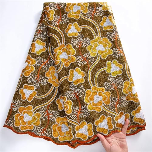 Afrikanische Pailletten-Fleece-Beflockungsnetz, Spitzenstoffe, nigerianische französische Netz-Netz-Spitze für Frauen, Hochzeitskleid von Pegsmio