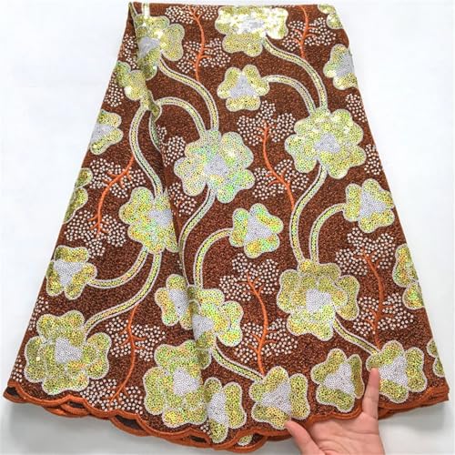 Afrikanische Pailletten-Fleece-Beflockungsnetz, Spitzenstoffe, nigerianische französische Netz-Netz-Spitze für Frauen, Hochzeitskleid von Pegsmio
