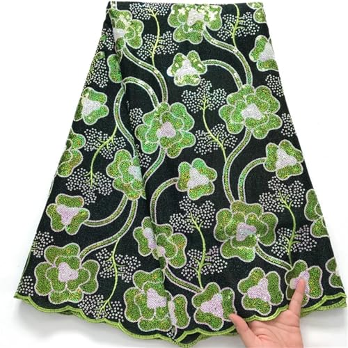 Afrikanische Pailletten-Fleece-Beflockungsnetz, Spitzenstoffe, nigerianische französische Netz-Netz-Spitze für Frauen, Hochzeitskleid von Pegsmio