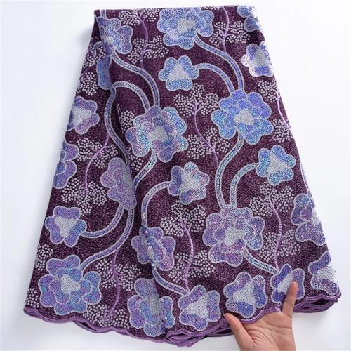 Afrikanische Pailletten-Fleece-Beflockungsnetz, Spitzenstoffe, nigerianische französische Netz-Netz-Spitze für Frauen, Hochzeitskleid von Pegsmio