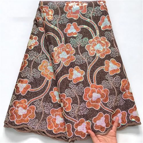 Afrikanische Pailletten-Fleece-Beflockungsnetz, Spitzenstoffe, nigerianische französische Netz-Netz-Spitze für Frauen, Hochzeitskleid von Pegsmio