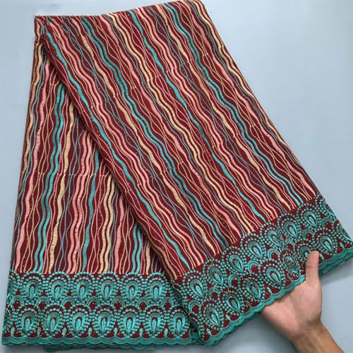 Afrikanischer Baumwoll-Spitzenstoff, nigerianische Stickerei, Spitze, Schweizer Voile, zum Nähen von Hochzeits- und Partykleidern von Pegsmio