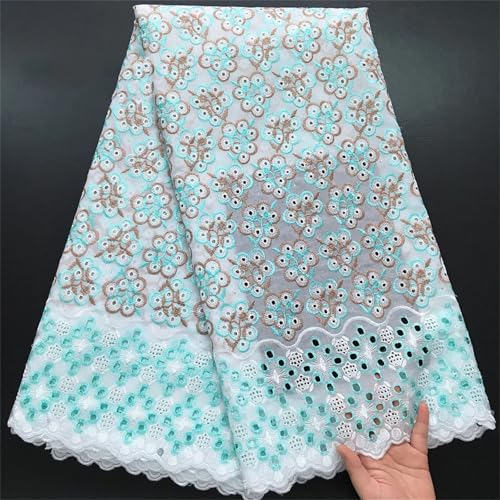 Afrikanischer Baumwoll-Spitzenstoff mit Steinen, nigerianische Baumwollspitze für Damenkleid von Pegsmio