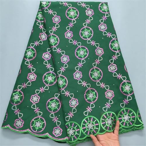 Afrikanischer nigerianischer Schweizer Voile-Spitzenstoff, Stickerei, Tüll, Baumwolle, Hochzeit, Party, Damastkleid, Pailletten, 4,5 m von Pegsmio