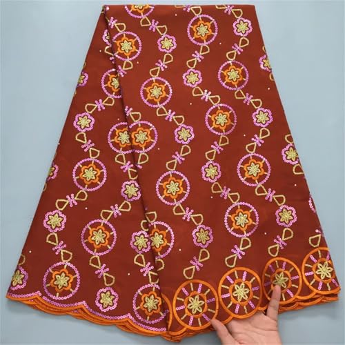 Afrikanischer nigerianischer Schweizer Voile-Spitzenstoff, Stickerei, Tüll, Baumwolle, Hochzeit, Party, Damastkleid, Pailletten, 4,5 m von Pegsmio