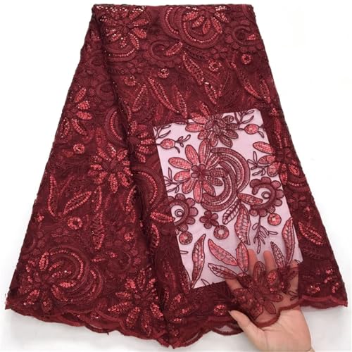 Afrikanisches Netz-Pailletten-Spitzengewebe, modisch, nigerianischer Tüll, französischer Netzstoff, Spitzenstoff für Frauen, Hochzeit, Partykleid von Pegsmio