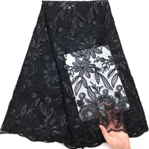 Afrikanisches Netz-Pailletten-Spitzengewebe, modisch, nigerianischer Tüll, französischer Netzstoff, Spitzenstoff für Frauen, Hochzeit, Partykleid von Pegsmio