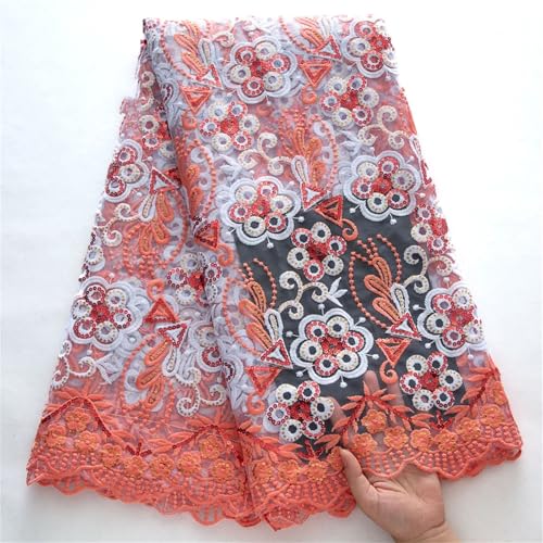 Afrikanisches Netz-Pailletten-Spitzenstoff, französischer Netzstoff, Spitzenstickerei für Frauen, Hochzeit, Partykleid von Pegsmio