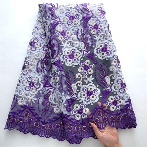 Afrikanisches Netz-Pailletten-Spitzenstoff, französischer Netzstoff, Spitzenstickerei für Frauen, Hochzeit, Partykleid von Pegsmio