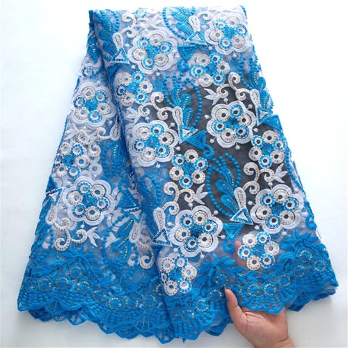 Afrikanisches Netz-Pailletten-Spitzenstoff, französischer Netzstoff, Spitzenstickerei für Frauen, Hochzeit, Partykleid von Pegsmio