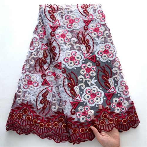 Afrikanisches Netz-Pailletten-Spitzenstoff, französischer Netzstoff, Spitzenstickerei für Frauen, Hochzeit, Partykleid von Pegsmio