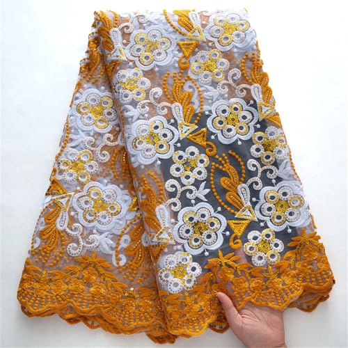 Afrikanisches Netz-Pailletten-Spitzenstoff, französischer Netzstoff, Spitzenstickerei für Frauen, Hochzeit, Partykleid von Pegsmio