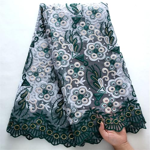 Afrikanisches Netz-Pailletten-Spitzenstoff, französischer Netzstoff, Spitzenstickerei für Frauen, Hochzeit, Partykleid von Pegsmio