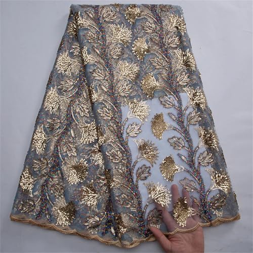 Braut-Spitzenstoff, goldfarbene Pailletten, französischer Tüll, Hochzeitskleid & Abendkleid, luxuriöse Stickerei, 4,5 m Braut-Spitzenstoff, goldfarbene Pailletten, französischer Tüll, Hochzeitskleid & Abendkleid, luxuriöse Stickerei, 4,5 m von Pegsmio
