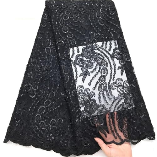 Französische afrikanische Netz-Pailletten, Spitzenstoffe, nigerianischer Tüll, Netzstoff, Spitzenstoffe für Frauen, Hochzeit, Partykleid von Pegsmio