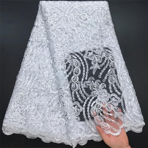 Französische afrikanische Netz-Pailletten, Spitzenstoffe, nigerianischer Tüll, Netzstoff, Spitzenstoffe für Frauen, Hochzeit, Partykleid von Pegsmio
